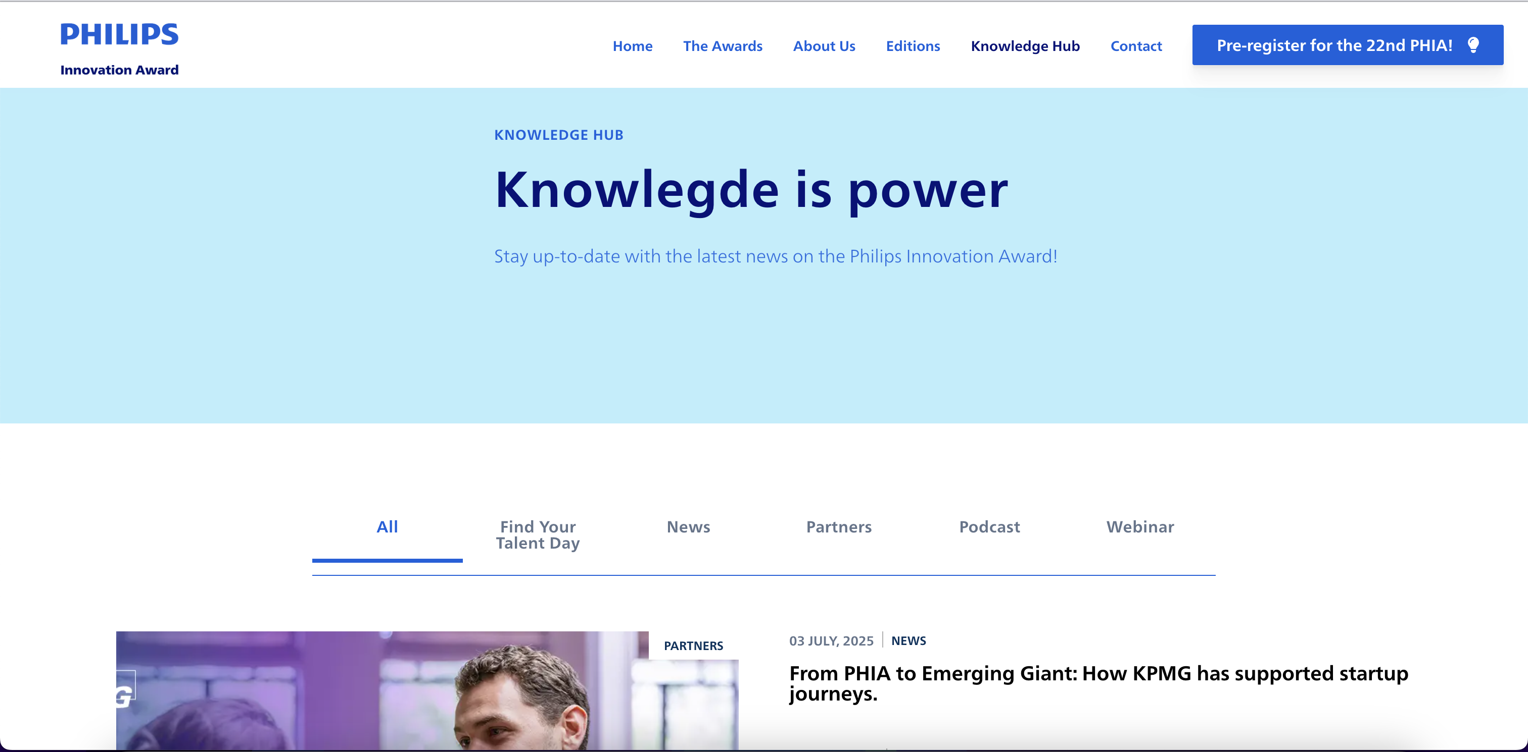 Het laatste nieuws over de Philips Innovation Awards, met updates over deelnemers, winnaars en activiteiten.